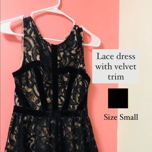Lace Dress with Velvet Trim